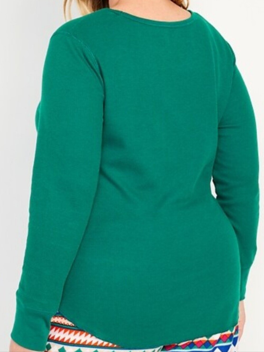 Old Navy Women's Thermal Knit Waffle Knit Emerald Green Long Sleeve Top Size XL